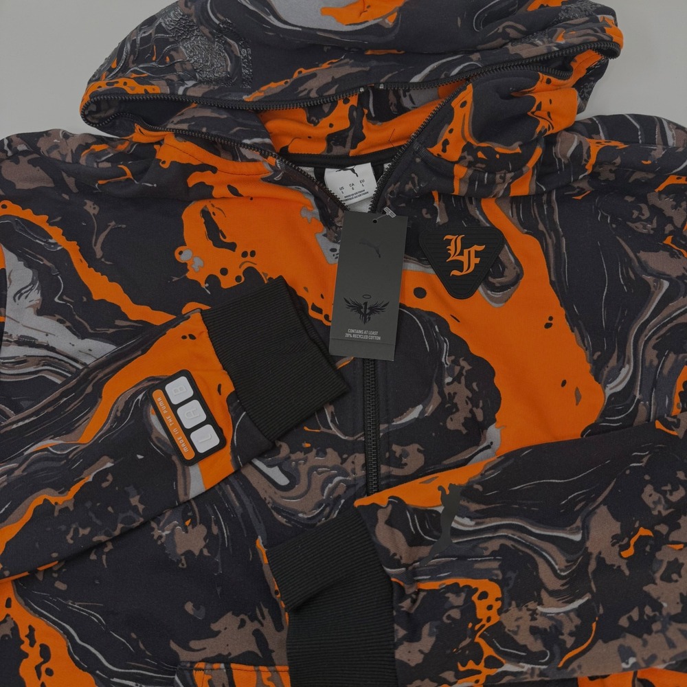 Puma LaFrance HEEM Era Full Zip Hoodie Orange Glo-AOP 632471 01 Mens Large NEW